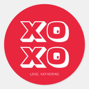 Sticker Rond XO XO rouge blanc moderne audacieux typographie pe