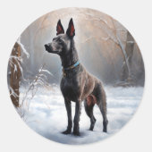 Sticker Rond Xoloitzcuintli Laisser neiger Noël (Devant)