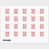 Sticker Rond XOXO blanc rouge mignon typographie personnalisée (Feuille)