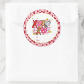 Sticker Rond XOXO Coeur mignonne et jouant (Sac)