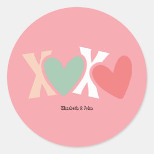 Sticker Rond "XOXO" coloré de la Saint-Valentin