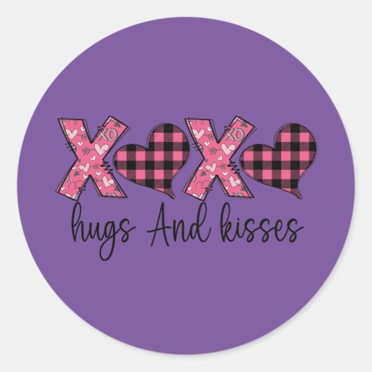Sticker Rond Xoxo Hugs and Kisses (Devant)
