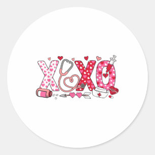 Sticker Rond Xoxo Nurse Valentines Day Stethoscope Valentine Fo