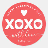Sticker Rond XOXO Red Valentine's Day Personalized Name (Devant)