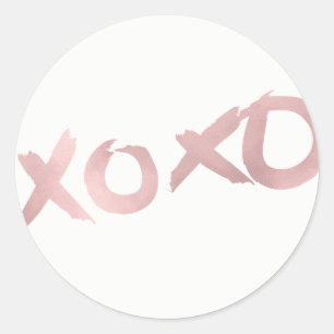 Sticker Rond XOXO Rose Gold Moderne Faux Foil Shine Glam Favori