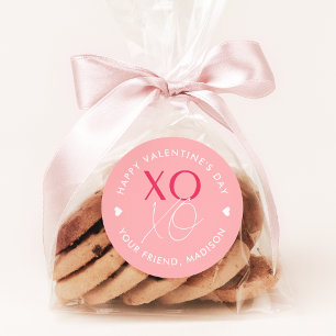 Sticker Rond XOXO rose Personnalisé Saint Valentin