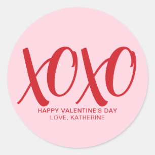 Sticker Rond XOXO rose rouge mignon moderne coutume Saint Valen
