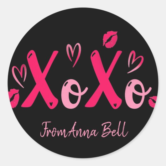 Sticker Rond Xoxo Valentines Jour mignonne Valentine Faveurs (Devant)