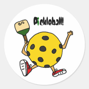 Sticker Rond XX- Caractère amusant de Pickleball