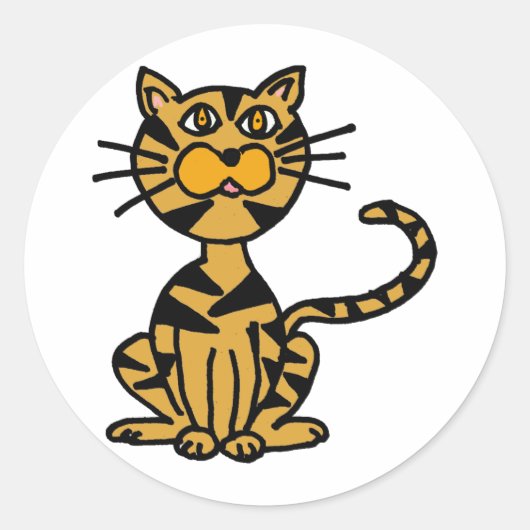 Sticker Rond XX- Carton de chat en bandes (Devant)