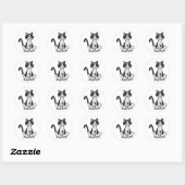 Sticker Rond XX- Chat gris et blanc Kitty (Feuille)