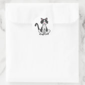 Sticker Rond XX- Chat gris et blanc Kitty (Sac)