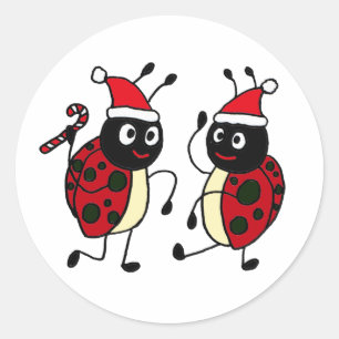 Sticker Rond XX coccinelles de danse utilisant des casquettes
