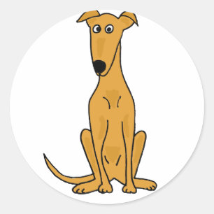 Sticker Rond XX- Drôle Carton de Chien Greyhound