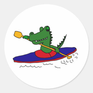 Sticker Rond XX- Drôle Gator Kayaking