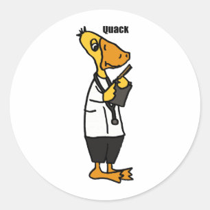 Sticker Rond XX- Funny Duck Doctor