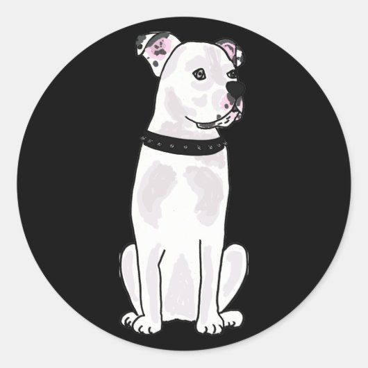 Sticker Rond XX- mignon Chien-taureau américain avec collier bo (Devant)