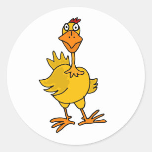Sticker Rond XX poulet maladroit hilare