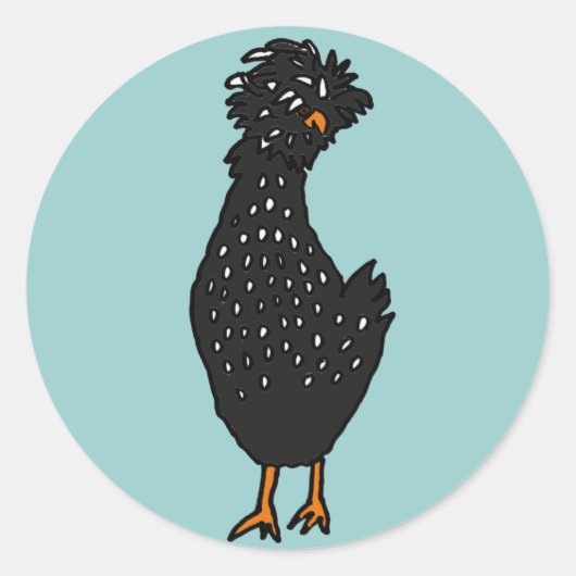 Sticker Rond XX- Poulet polonais funky (Devant)
