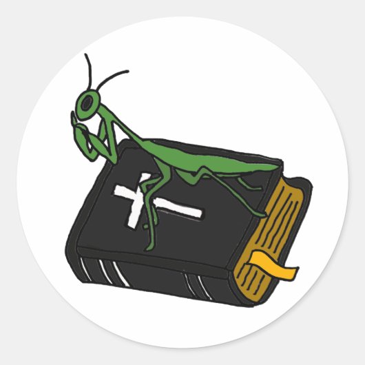 Sticker Rond XX- Praying Mantis on the Bible (Devant)