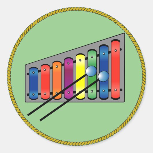 Sticker Rond Xylophone, design coloré (Devant)