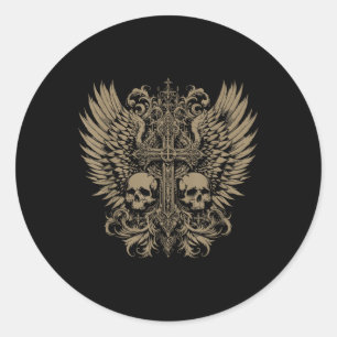Sticker Rond Y2k Grunge esthétique Alt Goth Skull Cross Gothiqu