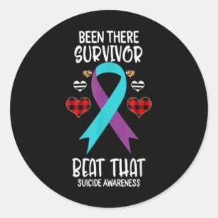 Sticker Rond Y A-T-Il Eu Survivor Battu Que Sensibilisation Au