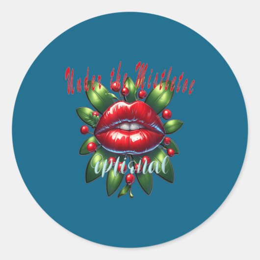 Sticker Rond Y Christmas Mistletoe Lips - Naughty Holiday Tee W (Devant)