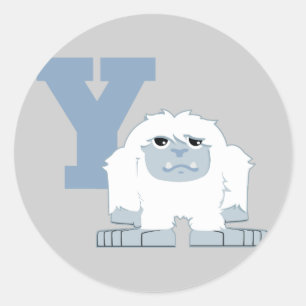 Sticker Rond Y est pour Yeti Cute Cartoon Yeti Monster