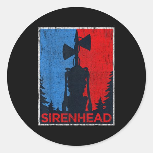 Sticker Rond Y Siren Head Meme Gamer Kids Boys Girls Xmas (Devant)