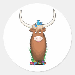 Sticker Rond Yaks animaux d'alphabet