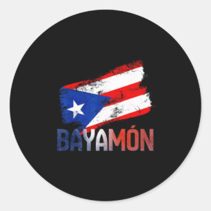 Sticker Rond Yamón ville Porto Rico Drapeau Vintage Roots Boric