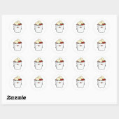 Sticker Rond Yaourt aux fruits de Kawaii Cute (Feuille)