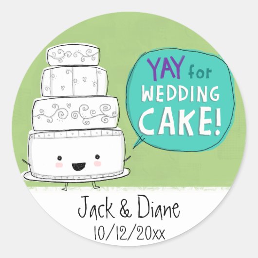 Sticker Rond YAY pour Mariage Cake ! Personnalisable (Devant)