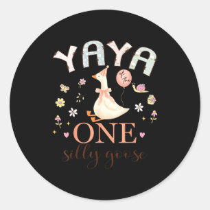 Sticker Rond Yaya de la fille d'anniversaire de 1 an de l'oie s