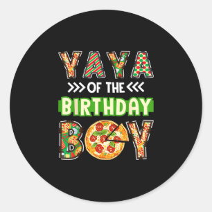 Sticker Rond Yaya de l'anniversaire du garçon amateur de pizza