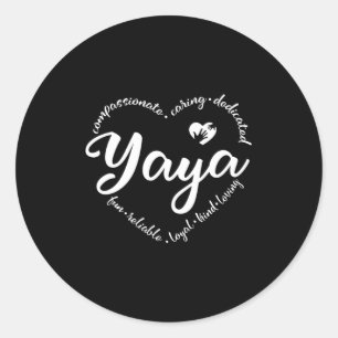 Sticker Rond Yaya, joli cadeau Yaya, coeur avec yaya