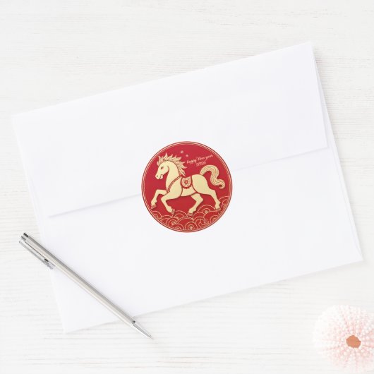 Sticker Rond Year of the Horse 2026 Chinese New Year (Enveloppe)