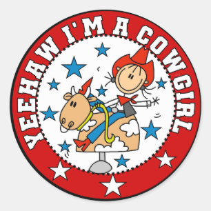 Sticker Rond Yee Haw Cowgirl Tshirts et cadeaux