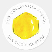 Sticker Rond Yellow Aquarelle Honeypeb Bee Adresse de retour (Devant)