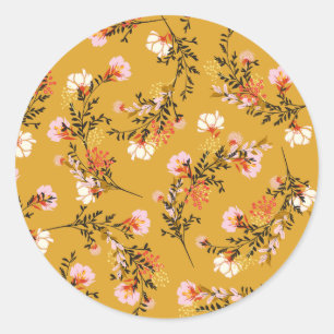 Sticker Rond Yellow background flowers