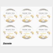 Sticker Rond Yellow Construction Trucks Birthday Thank You (Feuille)