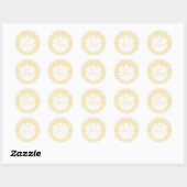 Sticker Rond Yellow Gingham Coquette Bow Baby Shower Favor (Feuille)