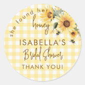 Sticker Rond Yellow Gingham She Found Her Honey Bridal Shower (Devant)