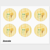 Sticker Rond Yellow Ice Cream Sprinkle Summer Birthday Party (Feuille)