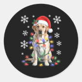 Sticker Rond Yellow Labrador Retriever Christmas Tree Light Paj (Devant)