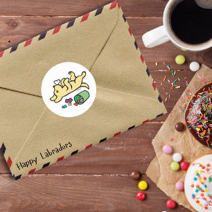 Sticker Rond Yellow Mischier, oeil latéral du Labrador