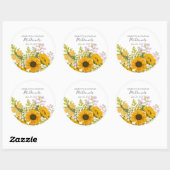 Sticker Rond Yellow Modern Sunflowers Bouquet Wedding  (Feuille)