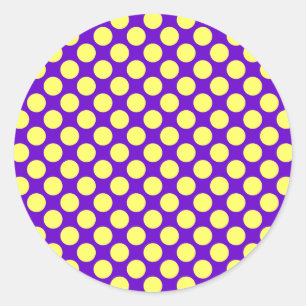 Sticker Rond Yellow Polka Dots with Purple Background STaylor
