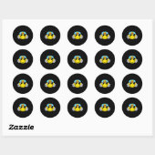 Sticker Rond Yellow Smile Face Cute Checkered Peace Smiling Hap (Feuille)
